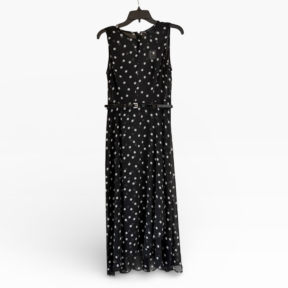 Tommy Hilfiger NWT Black and White Polka Dot Chiffon Midi Dress Size 8